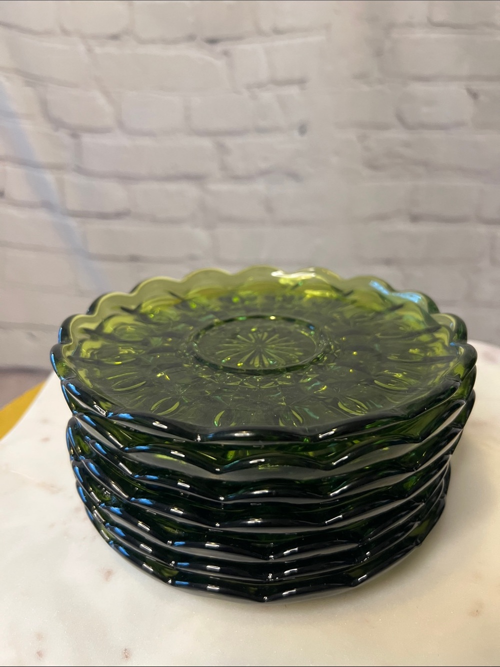 Vintage Anchor Hocking Fairfield Avocado Green 6.5” Dessert Plates Set of 7